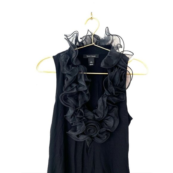 Black Ruffle Neck Sleeveless Blouse White House Black Market XS - Picture 6 of 10